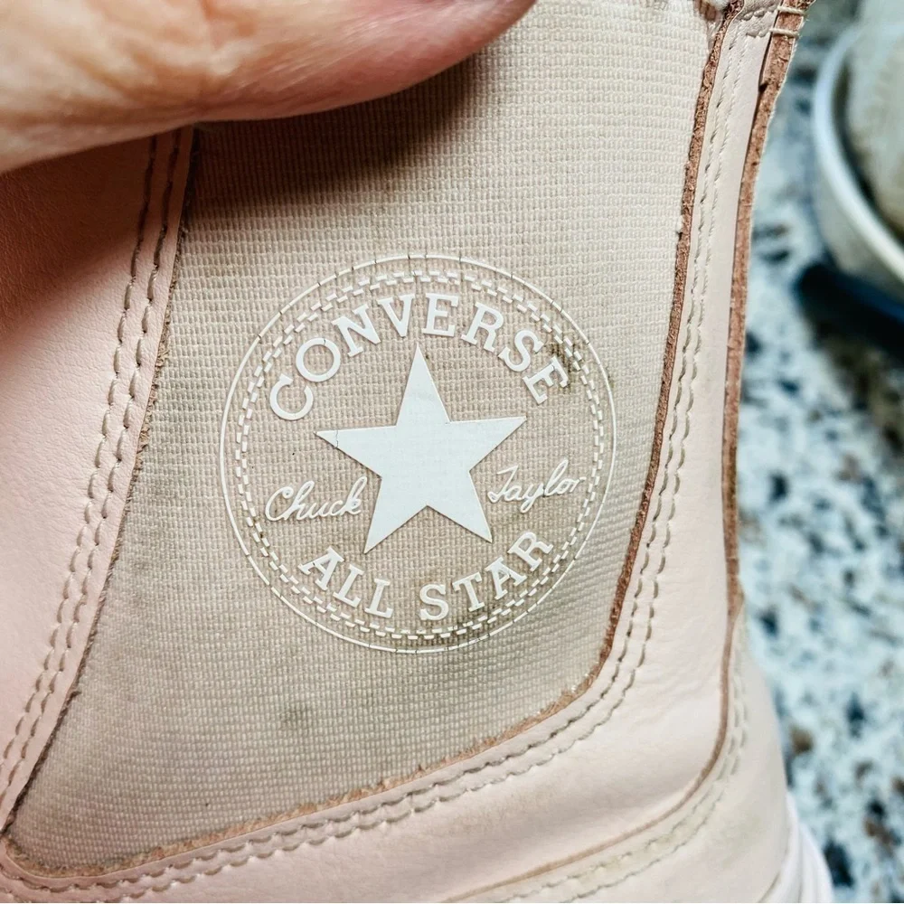 CONVERSE Pink Leather Lugged Chelsea Boots Girls 13